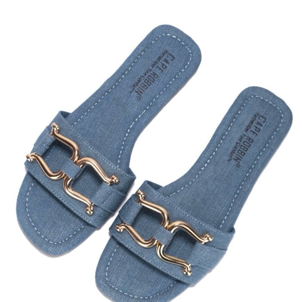 Denim Slide Sandals
